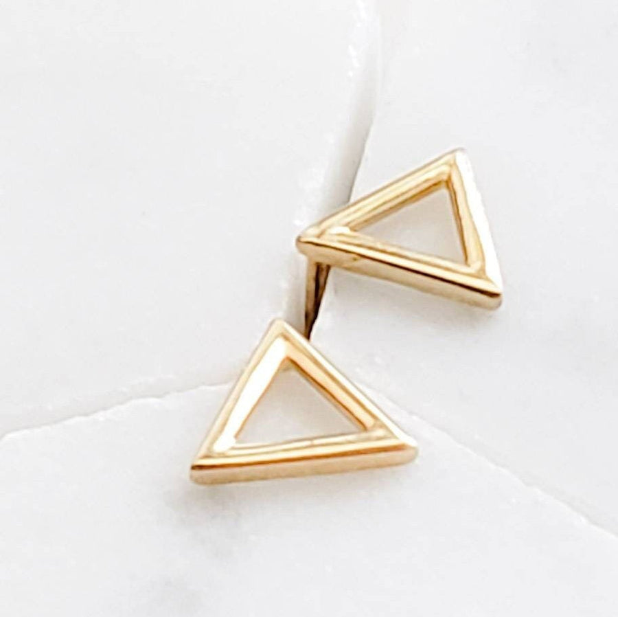 14k Gold Triangle Studs • Small Geometric Earrings • Gold Triangular Earrings • Minimalist Earrings • Post Earrings • 14 Karat Gold Earrings