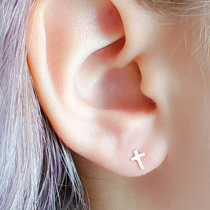 Tiny Cross Earrings • Pair of Silver Cross Studs • Small Stud Earrings • Simple Jewelry • Tiny Silver Studs • Stud Earrings • Gift For Her