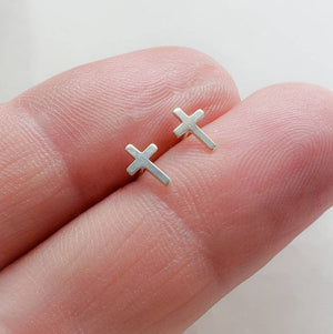 Tiny Cross Earrings • Pair of Silver Cross Studs • Small Stud Earrings • Simple Jewelry • Tiny Silver Studs • Stud Earrings • Gift For Her