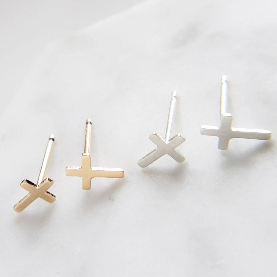 Tiny Cross Earrings • Pair of Silver Cross Studs • Small Stud Earrings • Simple Jewelry • Tiny Silver Studs • Stud Earrings • Gift For Her