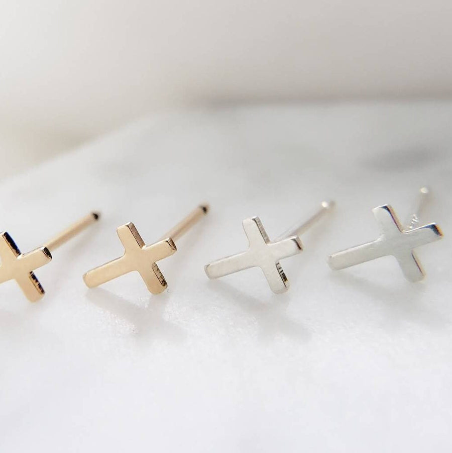 Tiny Cross Earrings • Pair of Silver Cross Studs • Small Stud Earrings • Simple Jewelry • Tiny Silver Studs • Stud Earrings • Gift For Her