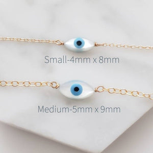 Dainty Evil Eye Bracelet • Mother of Pearl Evil Eye • Stacking Bracelet • Delicate Bracelet • Good Luck • Protection • Best Friend Gift