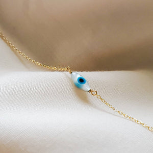 Dainty Evil Eye Bracelet • Mother of Pearl Evil Eye • Stacking Bracelet • Delicate Bracelet • Good Luck • Protection • Best Friend Gift