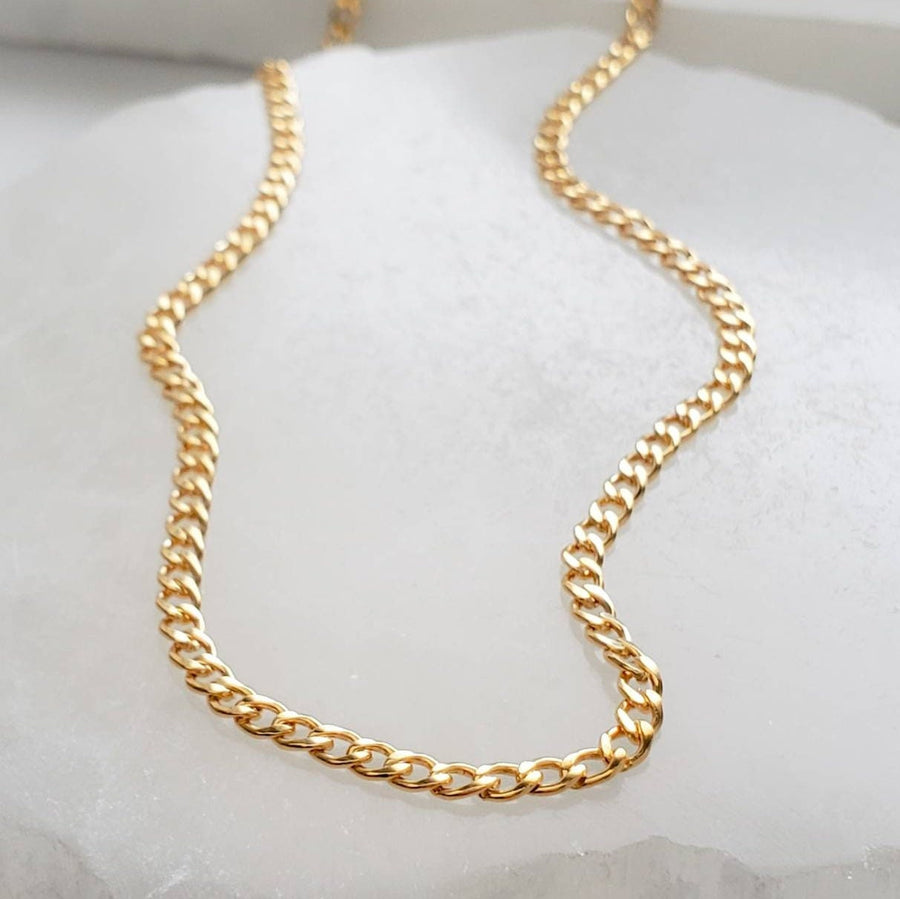 Dainty Curb Chain Necklace • Modern Minimalist Layering Necklace • Flat Gold Chain • Simple Gold Chain • Cuban Curb Chain • Gold Chain Link