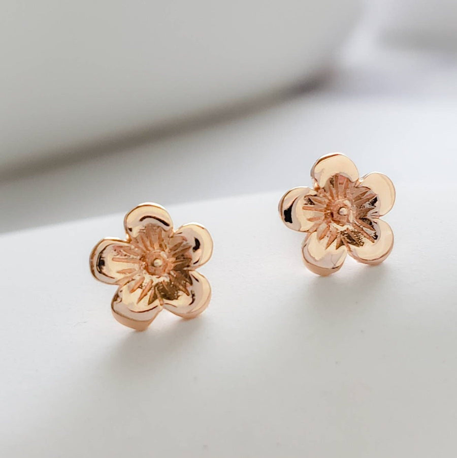 Tiny Cherry Blossom Studs • Petite Gold Flowers • Small Flower Posts • Simple Minimal Earrings • Sterling Silver Flowers • Stud Earrings