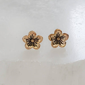 Tiny Cherry Blossom Studs • Petite Gold Flowers • Small Flower Posts • Simple Minimal Earrings • Sterling Silver Flowers • Stud Earrings