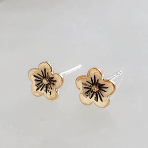 Tiny Cherry Blossom Studs • Petite Gold Flowers • Small Flower Posts • Simple Minimal Earrings • Sterling Silver Flowers • Stud Earrings