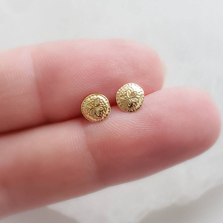 Sand Dollar Studs • Tiny Gold Earrings • Beach Themed Stud Earrings • Gold Sand Dollar Studs • Tiny Sand Dollar Earrings • Tropical Studs