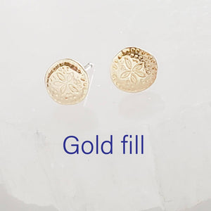 Sand Dollar Studs • Tiny Gold Earrings • Beach Themed Stud Earrings • Gold Sand Dollar Studs • Tiny Sand Dollar Earrings • Tropical Studs