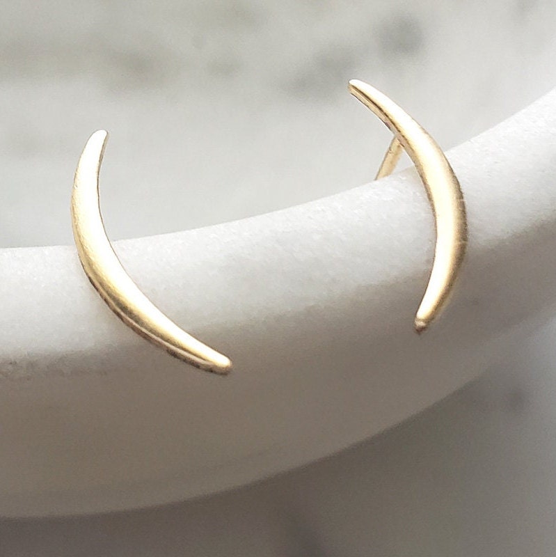 Modern Ear Climber • Crescent Earrings • Climber Earrings • Crescent Moon Studs • Ear Crawler • Silver & Gold Ear Climbers • Gift For Her