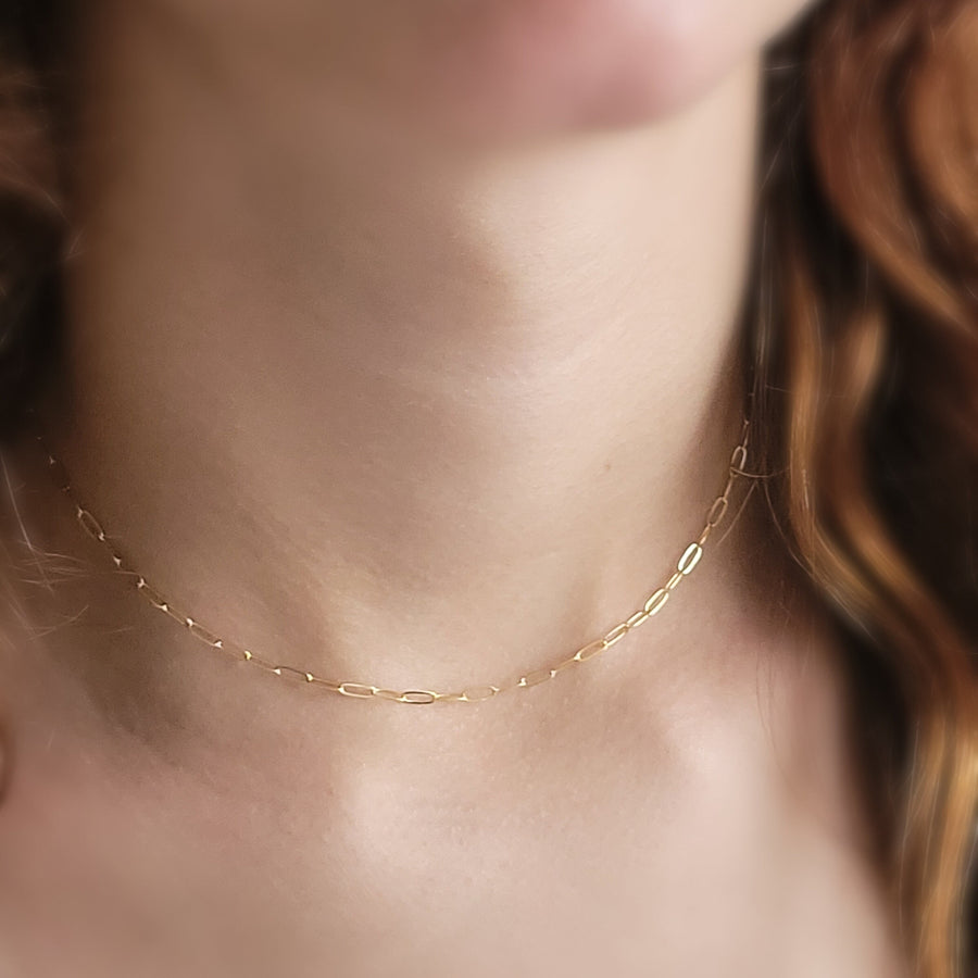 Paperclip Link Chain • Dainty Layering Necklace • Custom Sizing • Waterproof Necklace • Minimalist • Modern • Gift For Her