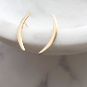 Modern Ear Climber • Crescent Earrings • Climber Earrings • Crescent Moon Studs • Ear Crawler • Silver & Gold Ear Climbers • Gift For Her