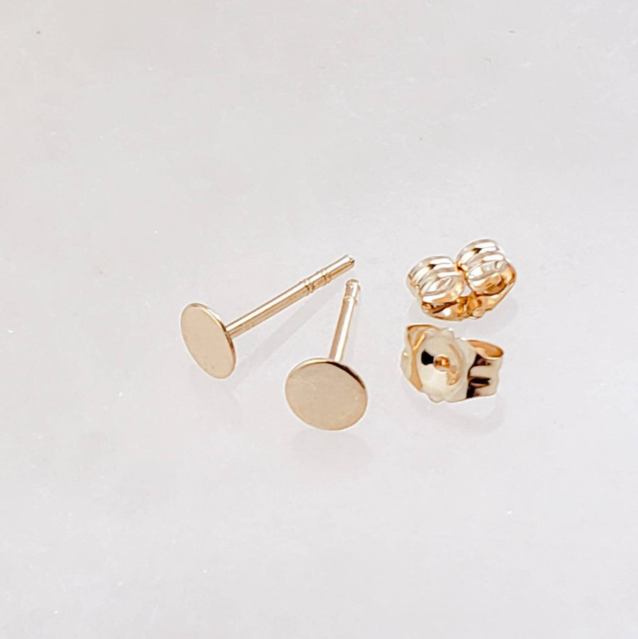 14 Karat Gold Studs • Gold Circle Studs • Simple Geometric Studs • Delicate Stud Earrings • Solid 14k Gold • Modern Post Earrings