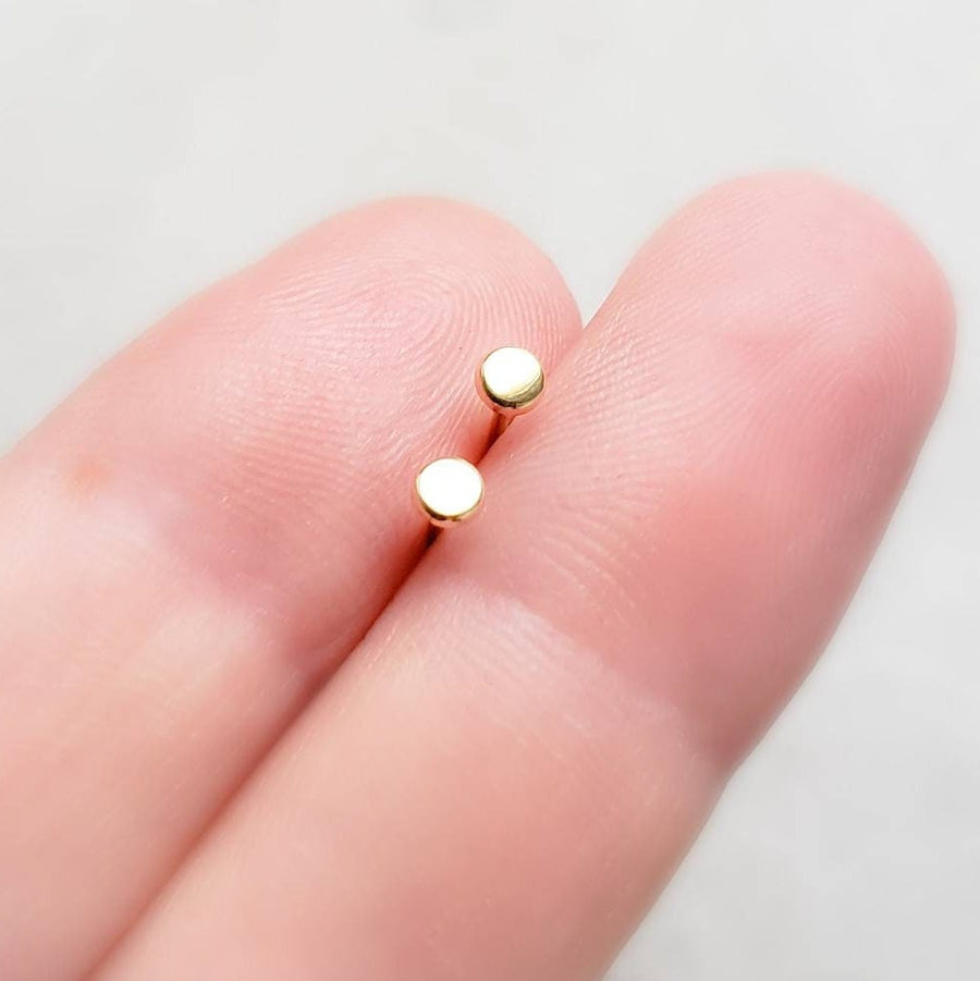 14K Gold Disc Studs • Tiny Gold Studs • Delicate Stud Earrings • Minimalist Earrings • Round Gold Studs • Post Earrings • Dainty 14 karat