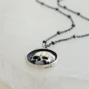 Awesome Skull Necklace • Gothic Style • Memento Mori • Sterling Skull Pendant • Gift For Her • Spooky • Best Friend Gift • Skull Jewelry