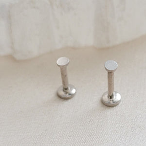 Tiny 14K Gold Dot Studs • Flat Back Nap Studs • Screw In • 18 Gauge • Solid Gold Stud Earrings • Cartilage • Labret • Monroe • Waterproof