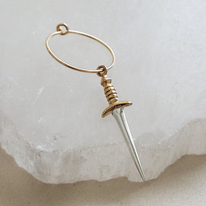 Dainty Dagger Hoops • Edgy Jewelry • Goth Style • Knife Charm • Badass Style • Sword Charm • Best Friend Gift • Punk Rock • Retro 80's