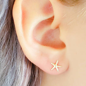 Delicate Starfish Studs • Tiny Starfish Earrings • Minimalist Earrings • Gold Starfish Studs • Beach Themed Jewelry • Cute Little Starfish