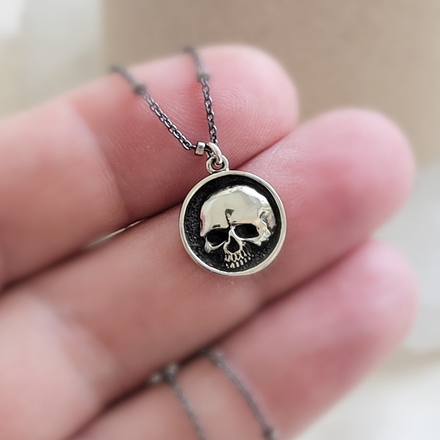 Awesome Skull Necklace • Gothic Style • Memento Mori • Sterling Skull Pendant • Gift For Her • Spooky • Best Friend Gift • Skull Jewelry