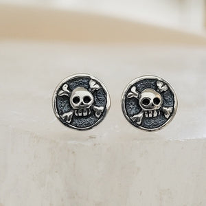 Skull & Crossbones Studs • Silver Skulls • Gift For Best Friend • Punk Style • Gothic • Jolly Roger • Memento Mori • Gift For Sailor