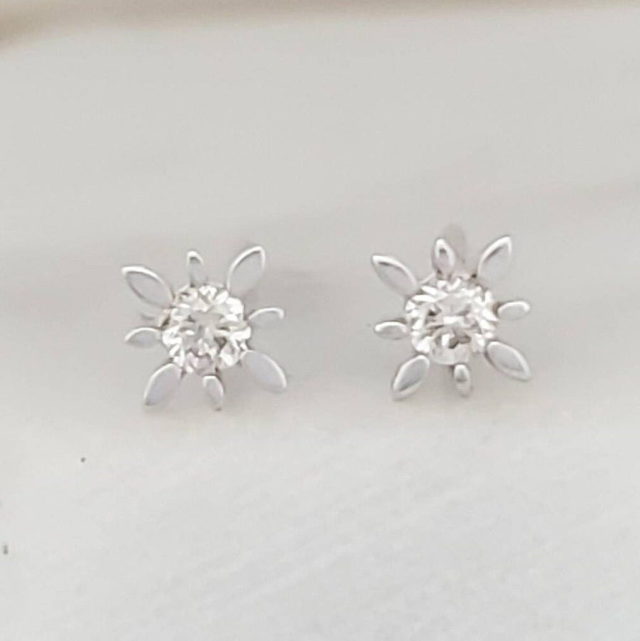 Starburst Diamond Studs • Genuine Diamond Earrings • Dainty Diamond Studs • Compass Rose Studs • Solid Gold & Diamonds • Full Cut