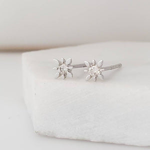 Starburst Diamond Studs • Genuine Diamond Earrings • Dainty Diamond Studs • Compass Rose Studs • Solid Gold & Diamonds • Full Cut