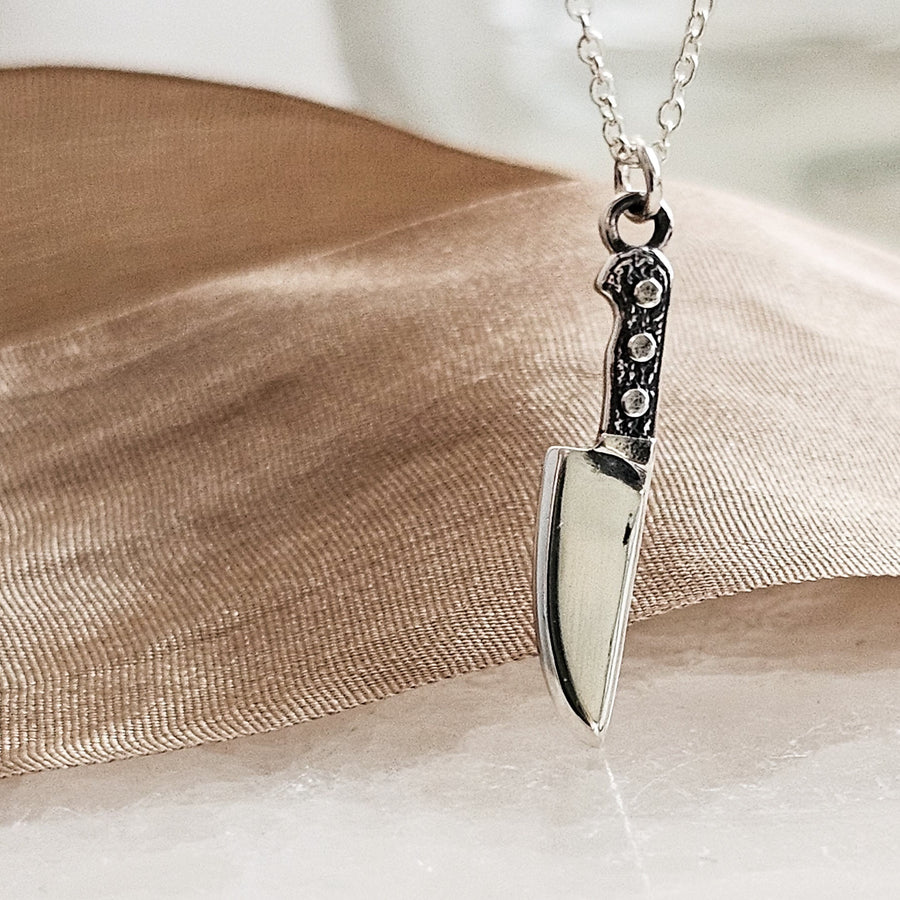 Tiny Knife Necklace • Edgy Jewelry • Layering Necklace • Goth Style • Knife Charm • Badass Style • Best Friend Gift • Chef's Knife Charm