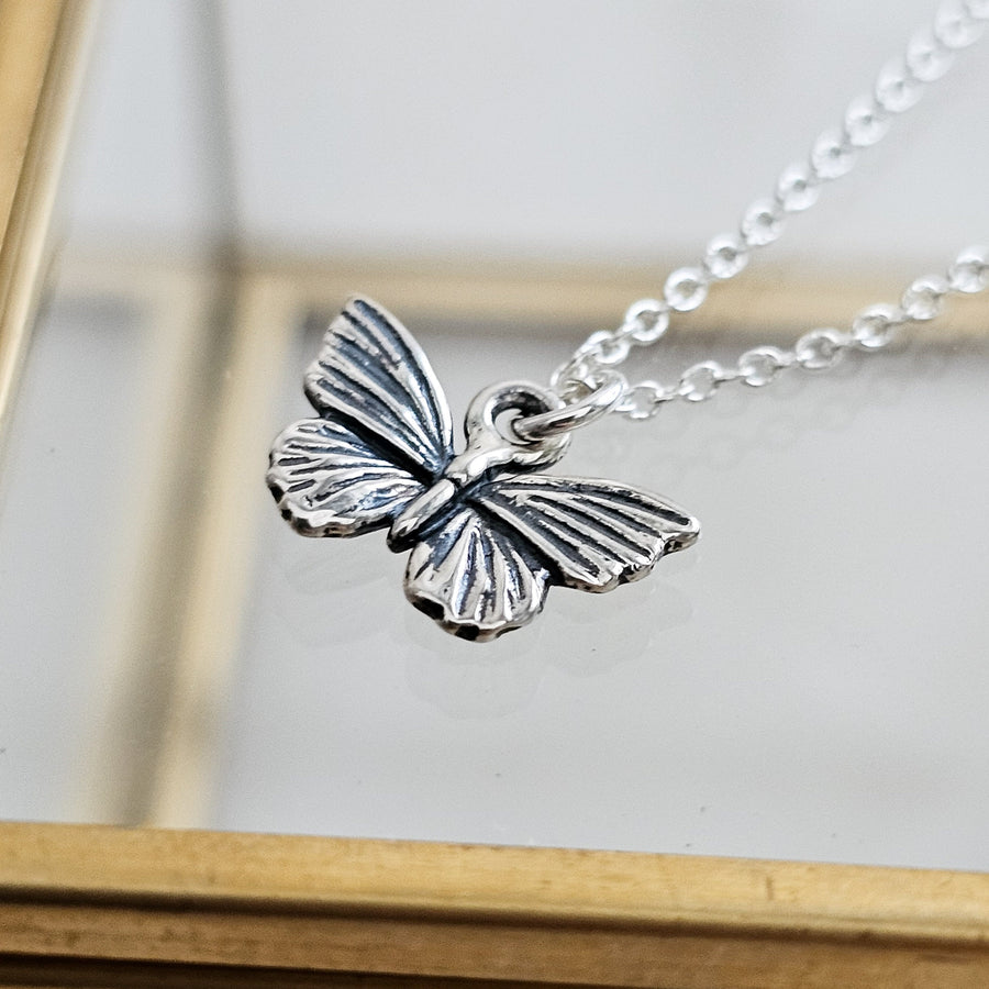 Tiny Butterfly Necklace • Sterling Silver Butterfly Charm • Dainty Layering Necklace • Gift For Flower Girl • Nature Lover • Feminine Style