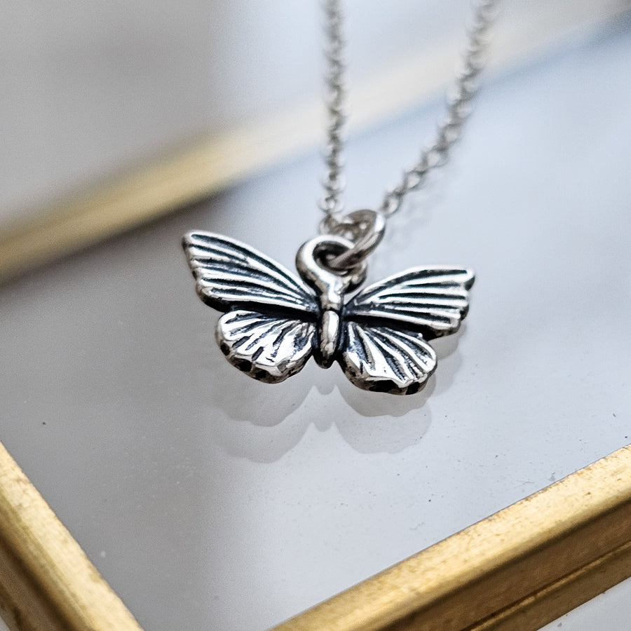 Tiny Butterfly Necklace • Sterling Silver Butterfly Charm • Dainty Layering Necklace • Gift For Flower Girl • Nature Lover • Feminine Style