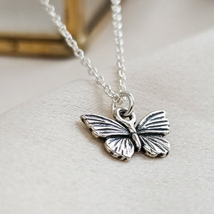 Tiny Butterfly Necklace • Sterling Silver Butterfly Charm • Dainty Layering Necklace • Gift For Flower Girl • Nature Lover • Feminine Style