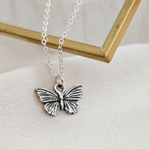 Tiny Butterfly Necklace • Sterling Silver Butterfly Charm • Dainty Layering Necklace • Gift For Flower Girl • Nature Lover • Feminine Style