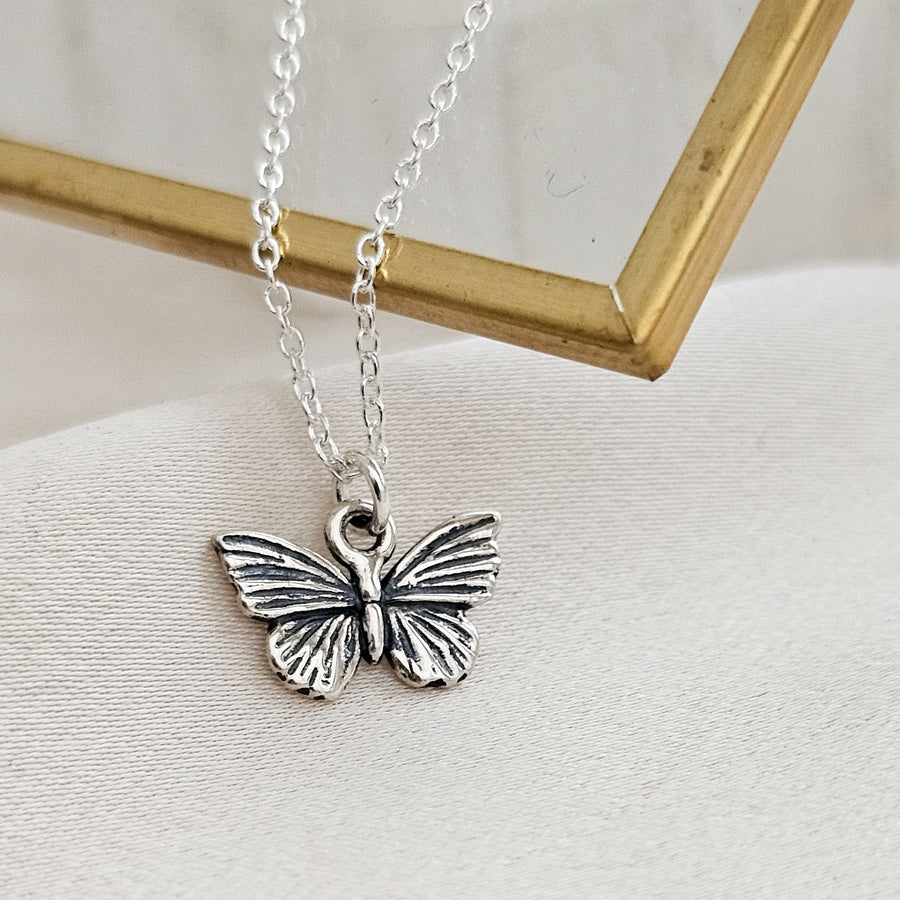 Tiny Butterfly Necklace • Sterling Silver Butterfly Charm • Dainty Layering Necklace • Gift For Flower Girl • Nature Lover • Feminine Style