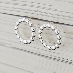 Dainty Dot Circle Studs • Sterling Silver Stud Earrings • Minimalist Style • Modern Beaded Circles • Post Earrings • Gift For Her