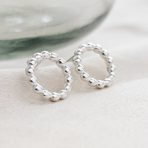 Dainty Dot Circle Studs • Sterling Silver Stud Earrings • Minimalist Style • Modern Beaded Circles • Post Earrings • Gift For Her