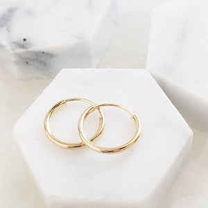 14k Endless Hoop Earrings • Solid Gold Hoops • Thin Lightweight Hoops • Delicate Earrings • White or Yellow Gold • Tiny Hoop Earrings