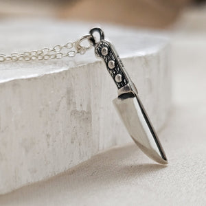 Tiny Knife Necklace • Edgy Jewelry • Layering Necklace • Goth Style • Knife Charm • Badass Style • Best Friend Gift • Chef's Knife Charm