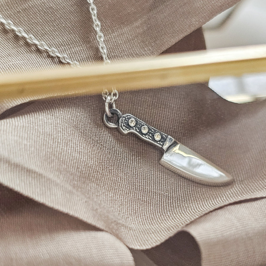 Tiny Knife Necklace • Edgy Jewelry • Layering Necklace • Goth Style • Knife Charm • Badass Style • Best Friend Gift • Chef's Knife Charm