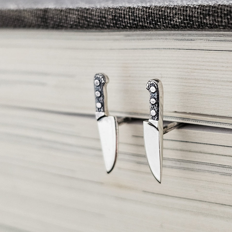 Tiny Knife Studs • Chef's Knife Earrings • Edgy Jewelry • Miniature Knife • Sterling Silver Knife • Punk Rock • 90s • Best Friend Gift