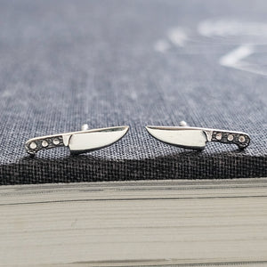 Tiny Knife Studs • Chef's Knife Earrings • Edgy Jewelry • Miniature Knife • Sterling Silver Knife • Punk Rock • 90s • Best Friend Gift