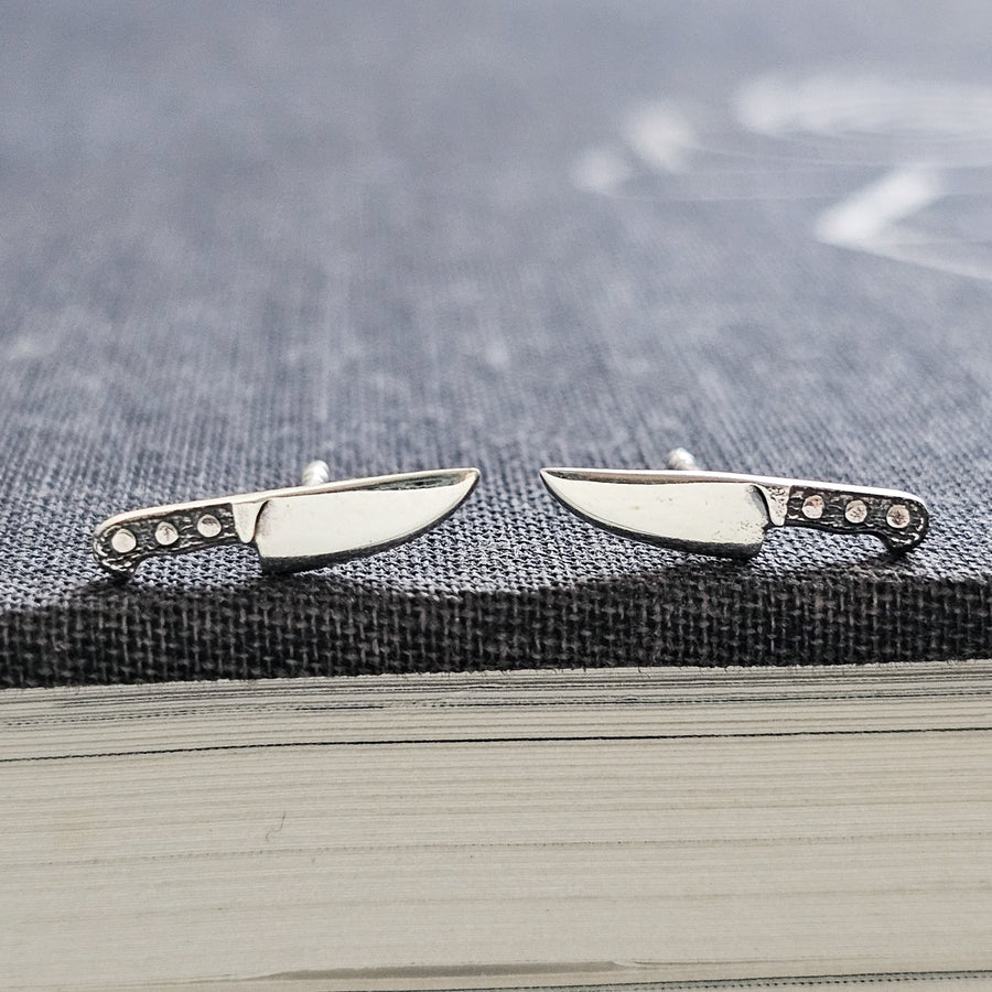 Tiny Knife Studs • Chef's Knife Earrings • Edgy Jewelry • Miniature Knife • Sterling Silver Knife • Punk Rock • 90s • Best Friend Gift