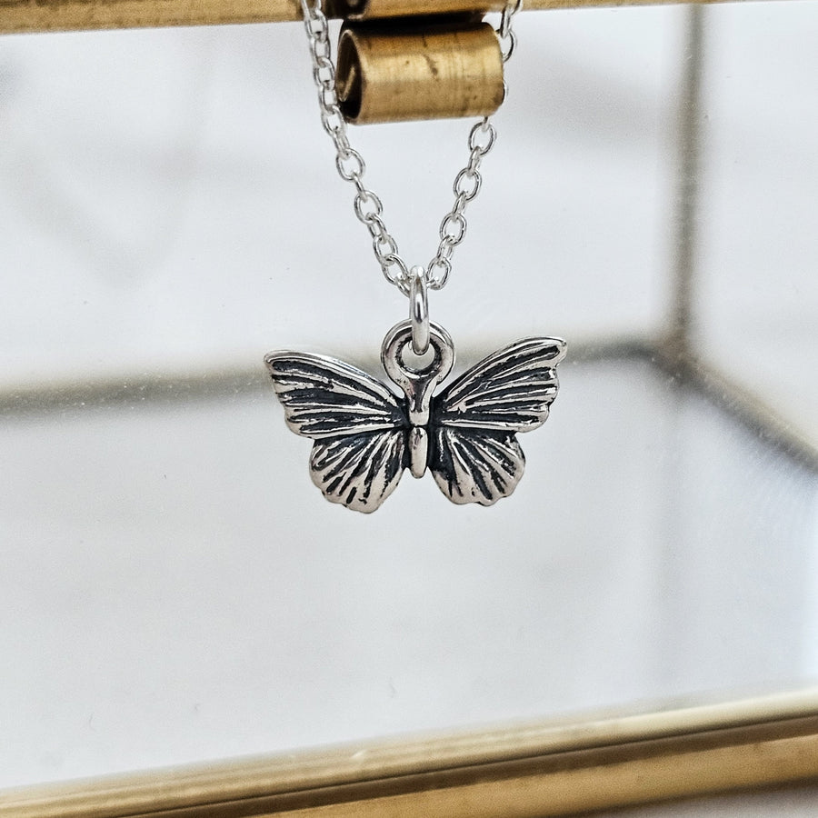 Tiny Butterfly Necklace • Sterling Silver Butterfly Charm • Dainty Layering Necklace • Gift For Flower Girl • Nature Lover • Feminine Style