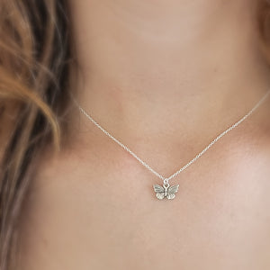 Tiny Butterfly Necklace • Sterling Silver Butterfly Charm • Dainty Layering Necklace • Gift For Flower Girl • Nature Lover • Feminine Style