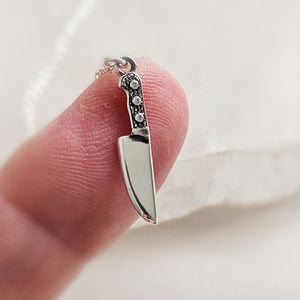 Tiny Knife Necklace • Edgy Jewelry • Layering Necklace • Goth Style • Knife Charm • Badass Style • Best Friend Gift • Chef's Knife Charm