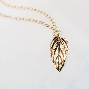 Dainty Leaf Necklace • Little Gold Leaf Charm • Sterling Silver Leave • Gift For Nature Lover • Minimalist Style • Waterproof