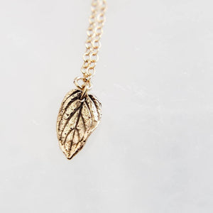 Dainty Leaf Necklace • Little Gold Leaf Charm • Sterling Silver Leave • Gift For Nature Lover • Minimalist Style • Waterproof