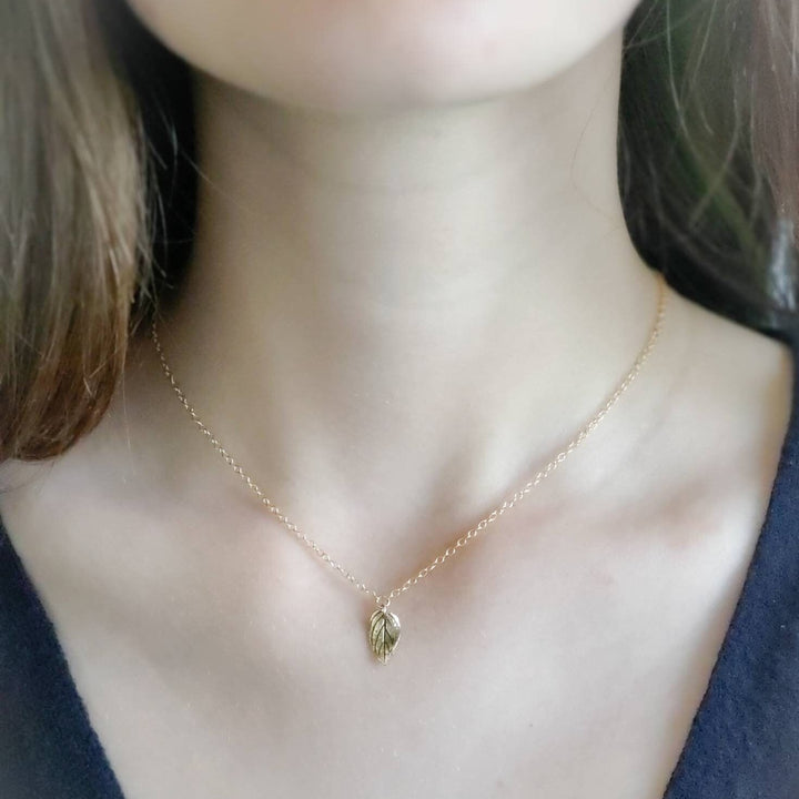 Dainty Leaf Necklace • Little Gold Leaf Charm • Sterling Silver Leave • Gift For Nature Lover • Minimalist Style • Waterproof