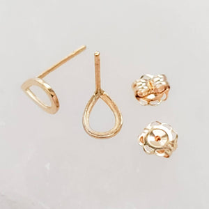 14k Gold Raindrop Studs • Modern Stud Earrings • Minimalist Style • Dainty Studs • Teardrop Earrings • 14 Karat Yellow Gold • Quiet Luxury