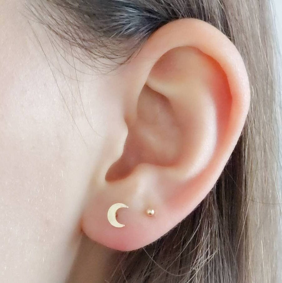 Crescent Moon Studs • Tiny Gold Earrings • Stud Earrings • Gold Crescent Moon Earrings • Minimalist Earrings • Gold Studs • Gift For Her