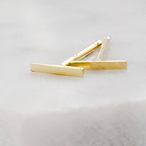 Tiny 14k Gold Bar Studs • Dainty Bar Earrings • Minimalist Studs • Delicate Bar Studs • Multiple Piercings • 14 Karat Gold • Gift For Her