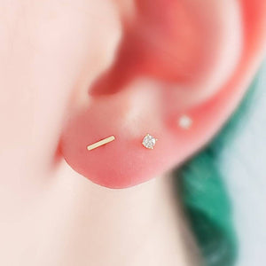 Tiny 14k Gold Bar Studs • Dainty Bar Earrings • Minimalist Studs • Delicate Bar Studs • Multiple Piercings • 14 Karat Gold • Gift For Her